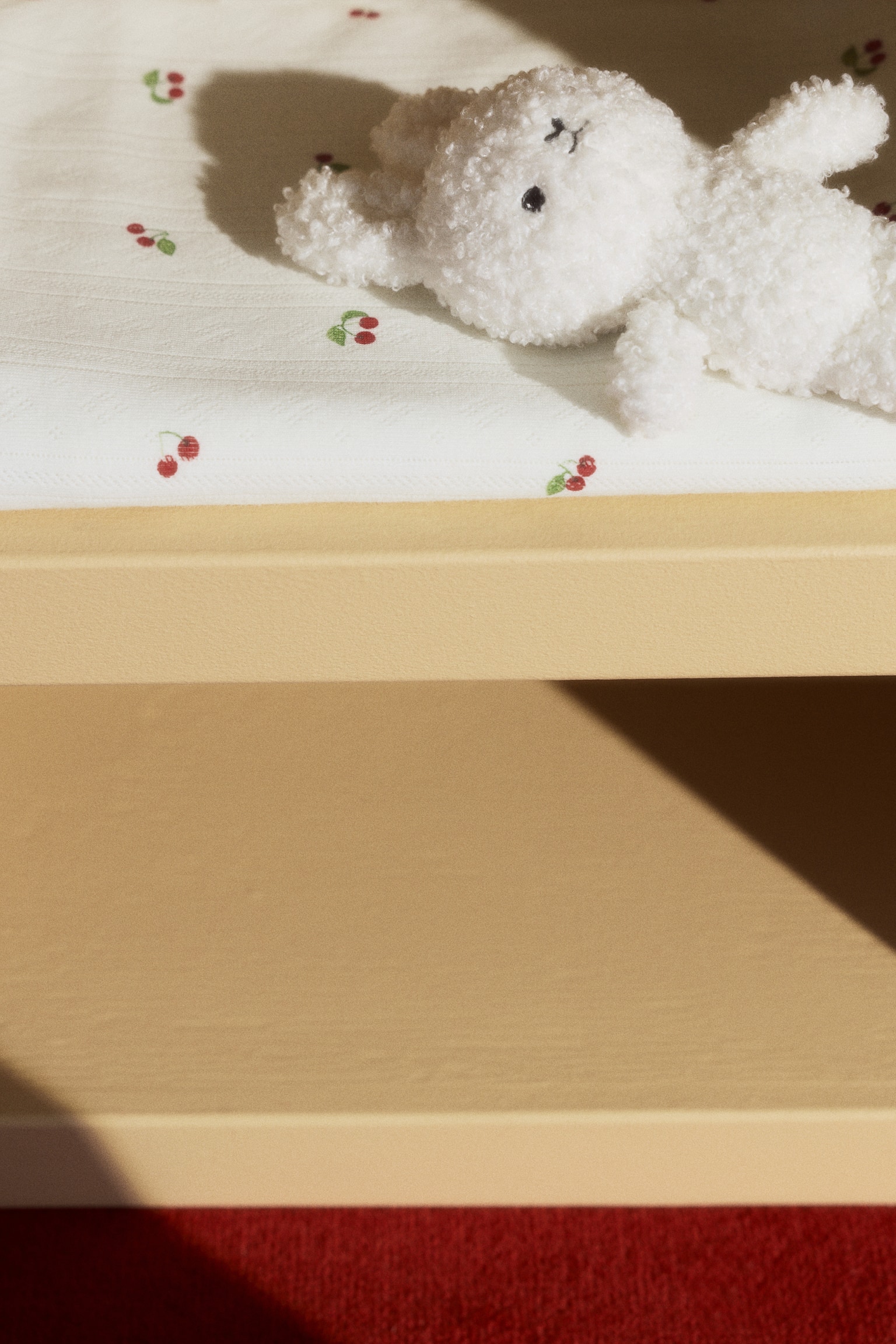 Pointellestrikket babyplaid - Creme/Kirsebær/Lys gråbeige/Blomstret/Lys rosa/Blomstret - 1