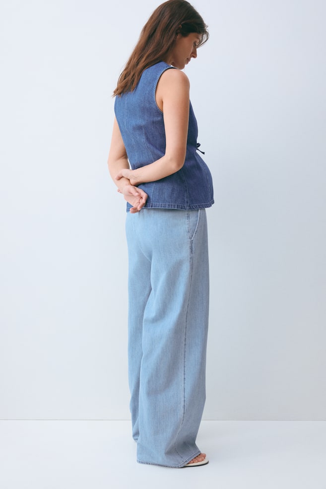 MAMA Denim Drawstring Pants - Light denim blue/Navy blue/Denim blue/White - 4