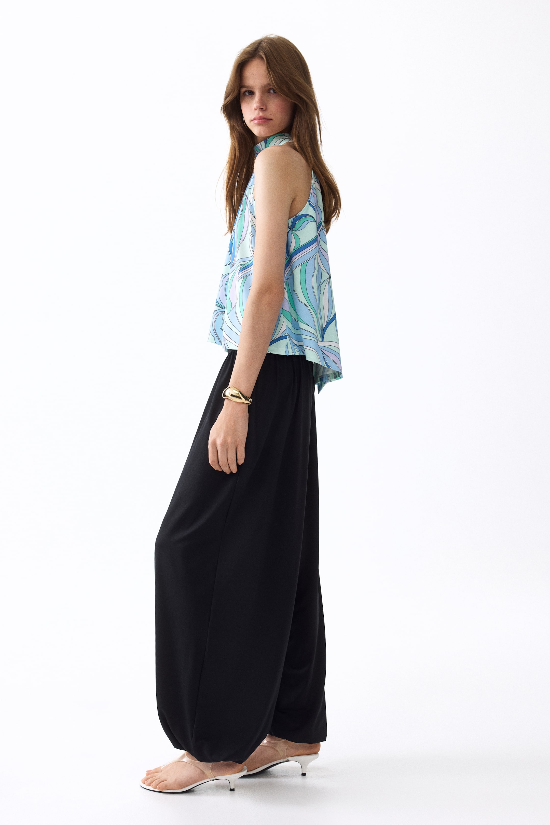 Printed Tie-Detail Top