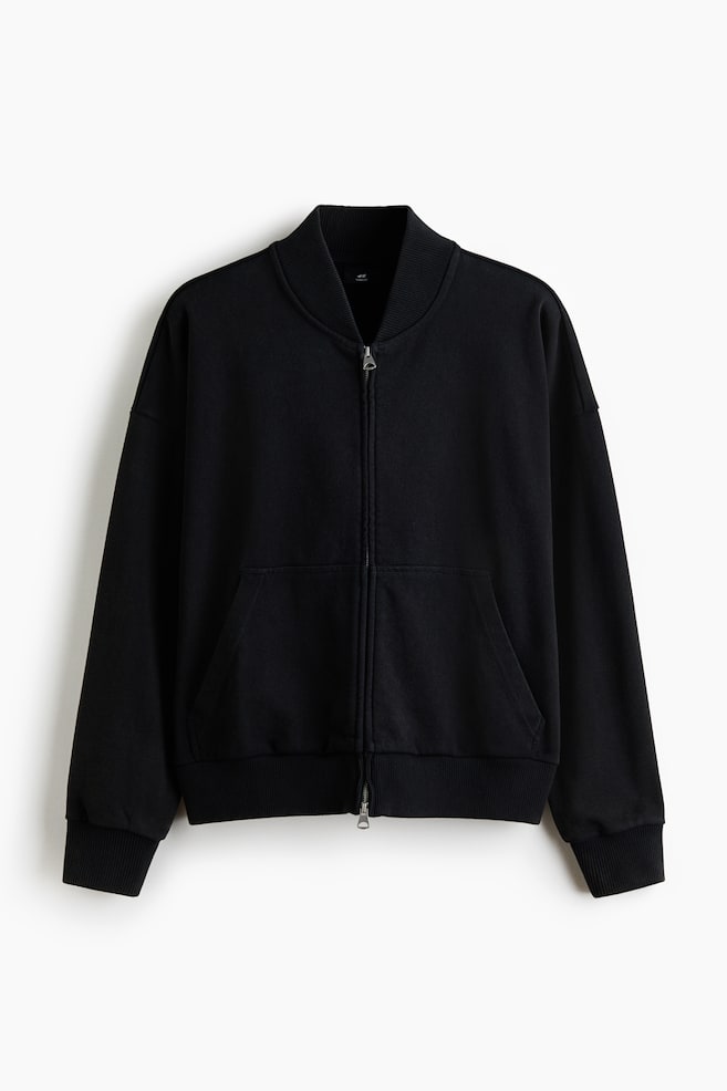 Cotton Bomber Jacket - Black - 1