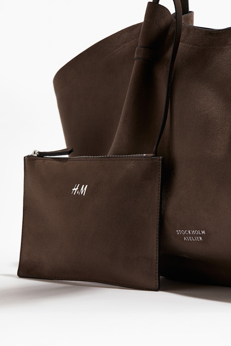 Shopper with pouch Dark brown Ladies H&M IE