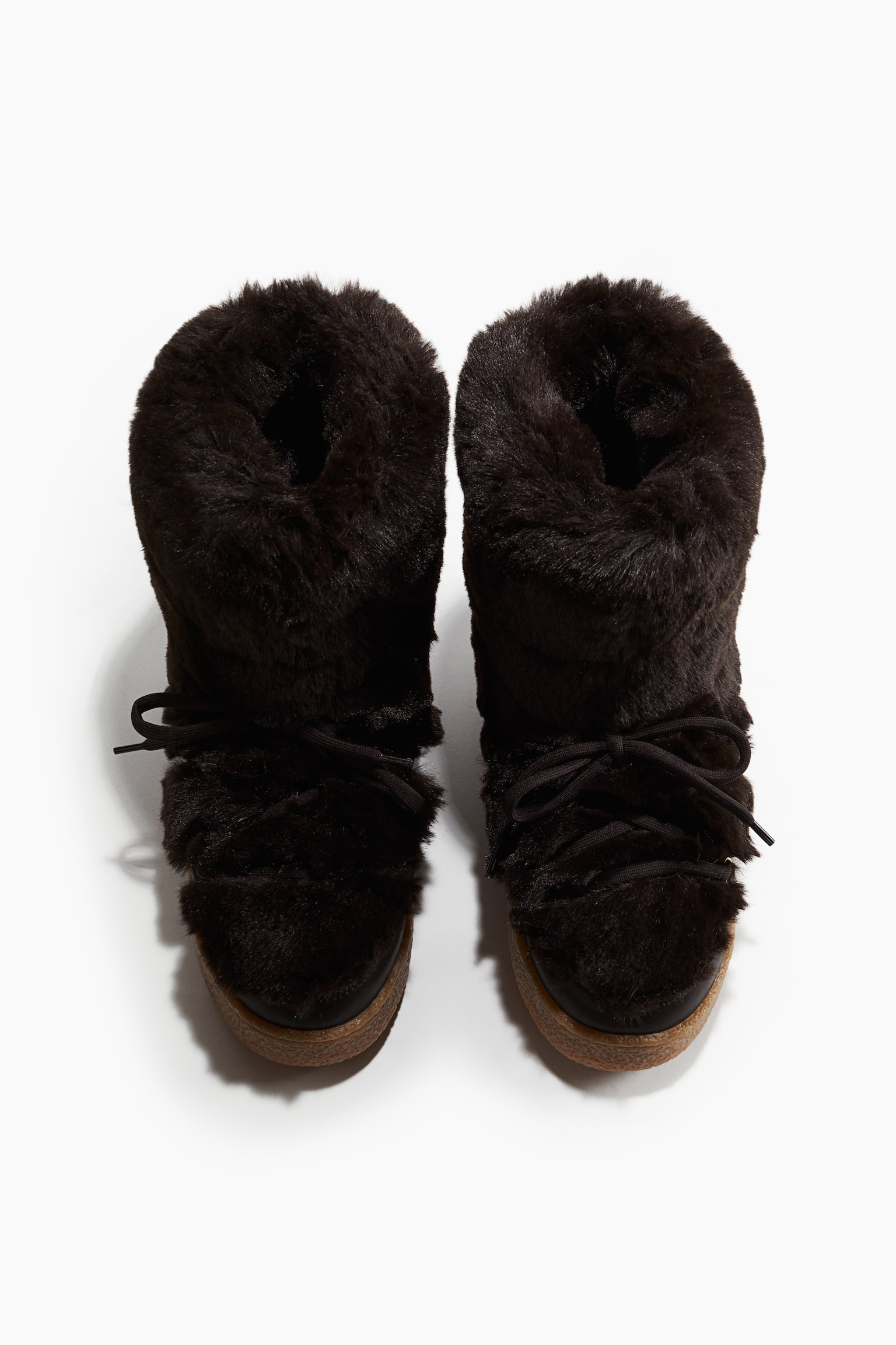 Fluffy warm-lined boots - Dark brown/Light beige - 4