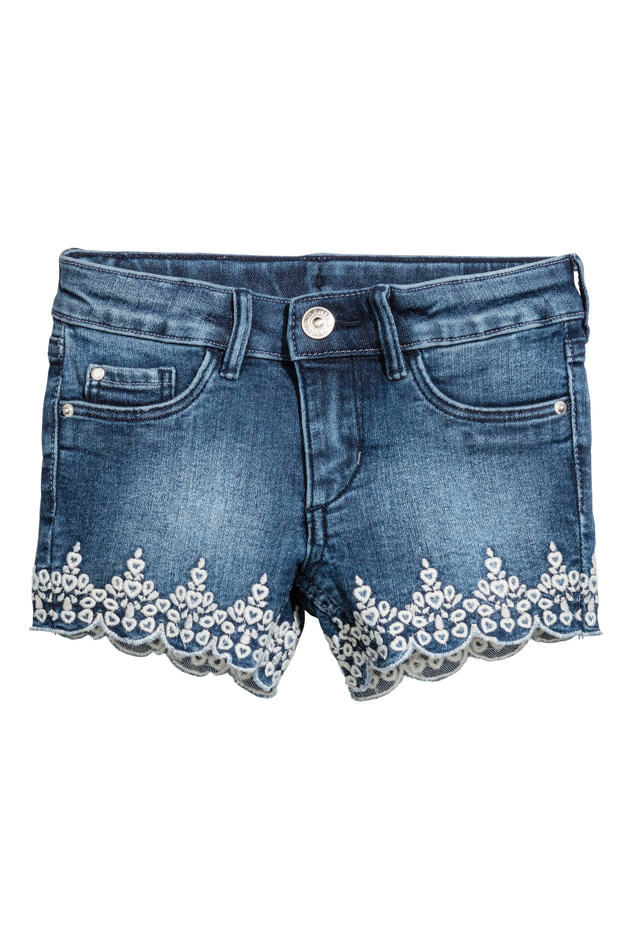 View larger image: Embroidered denim shorts - Denim blue - Kids | H&M GB 1