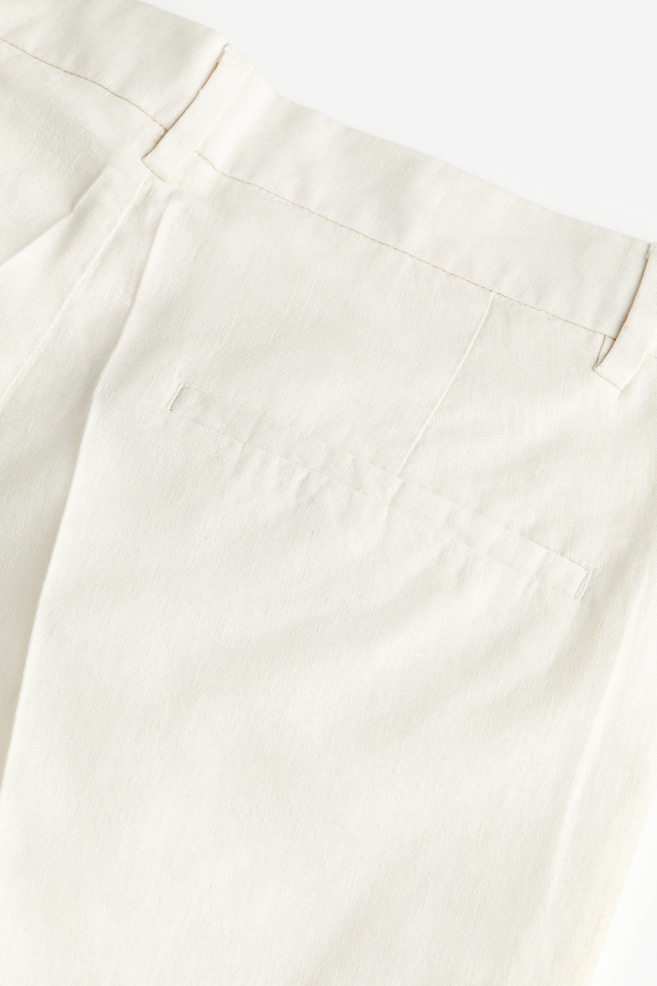 Regular Fit Linen-blend tailored shorts - White/Mole - 5