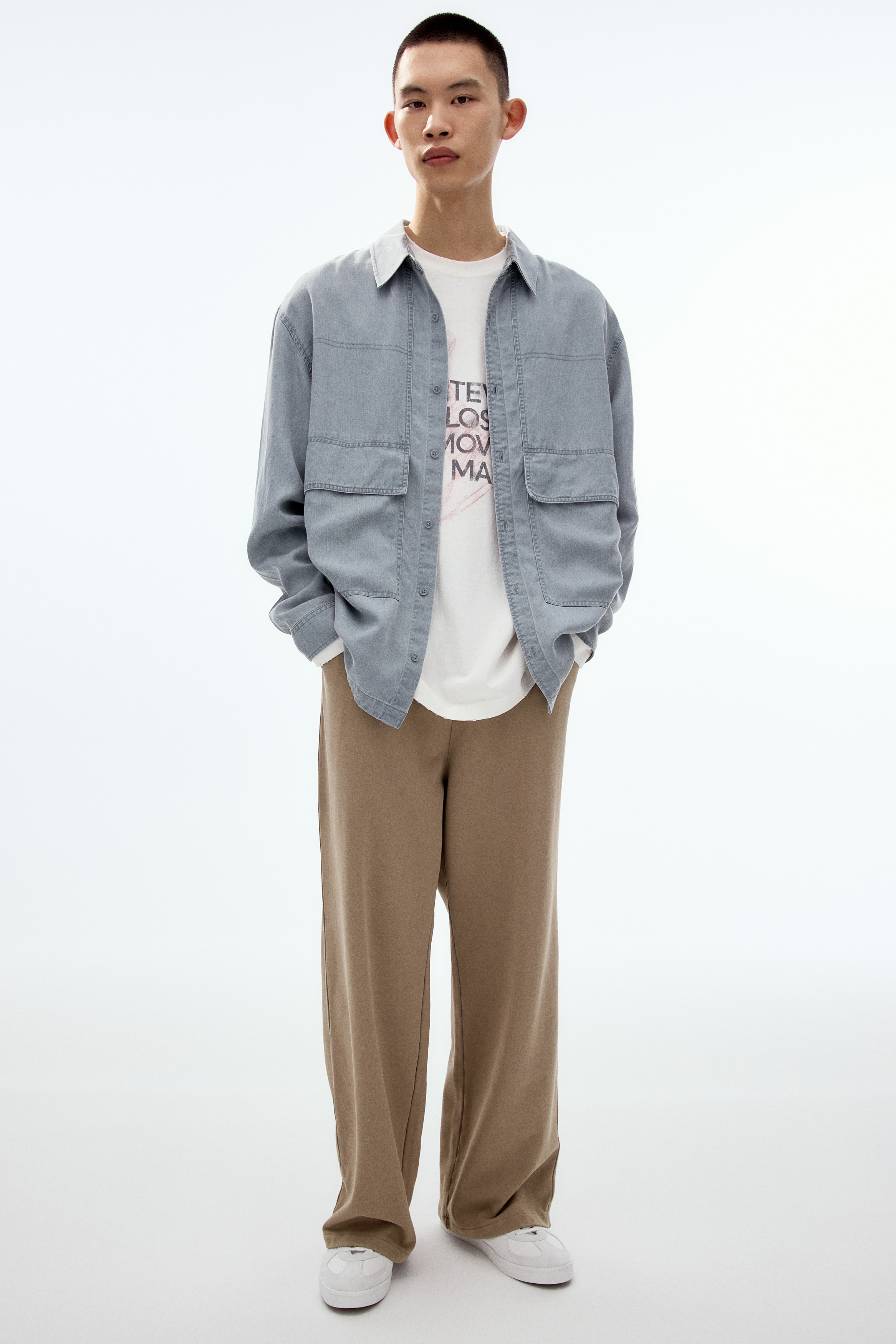 루즈핏 조거 팬츠 - 베이지/블랙