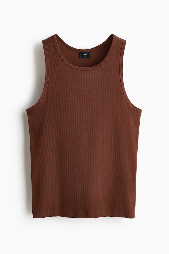 Débardeur côtelé Slim Fit - Marron/Noir/Blanc/Blanc/Noir - 1
