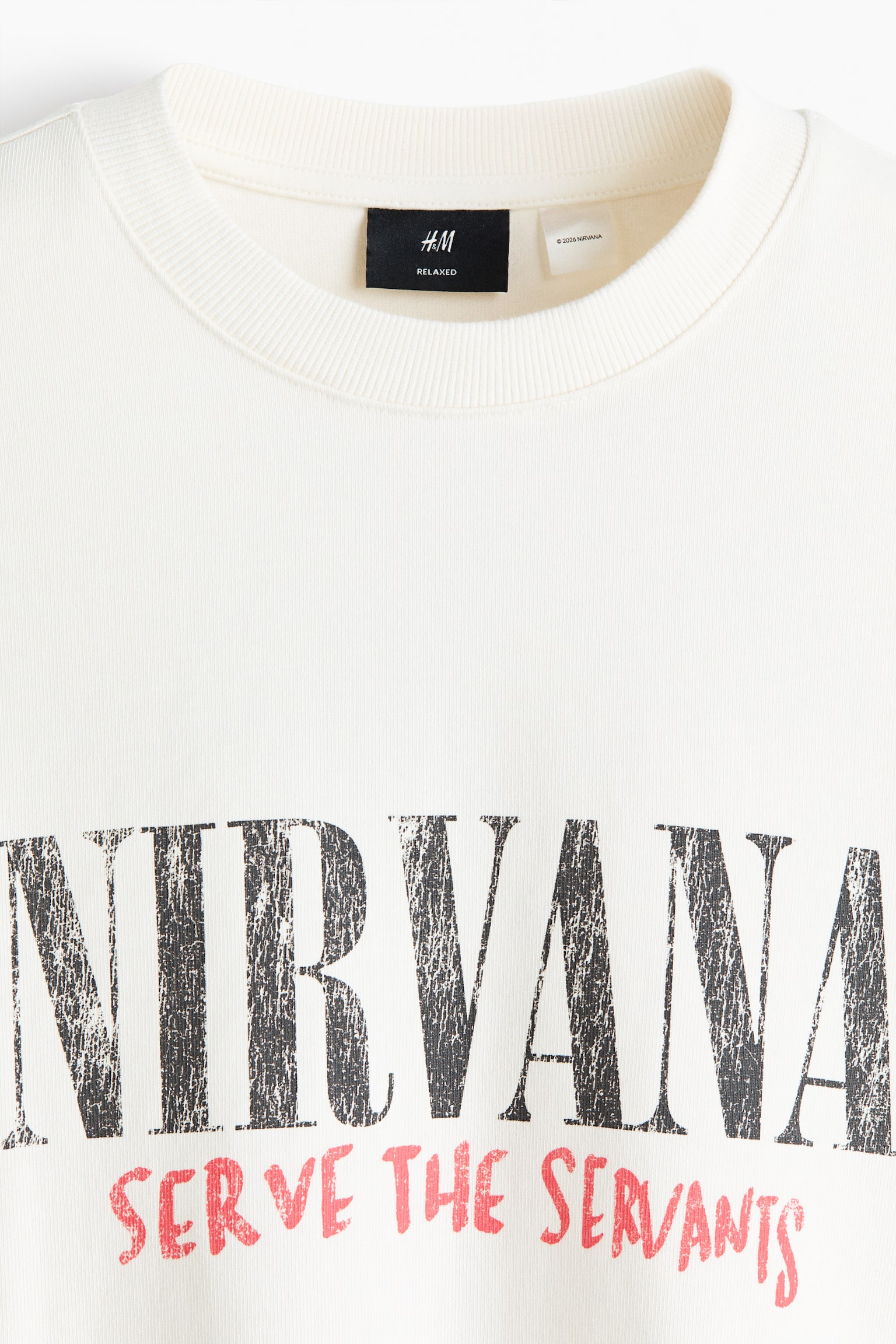 Мужская футболка H&M Relaxed-Fit Long-Sleeved, цвет: Кремовый — фото 2