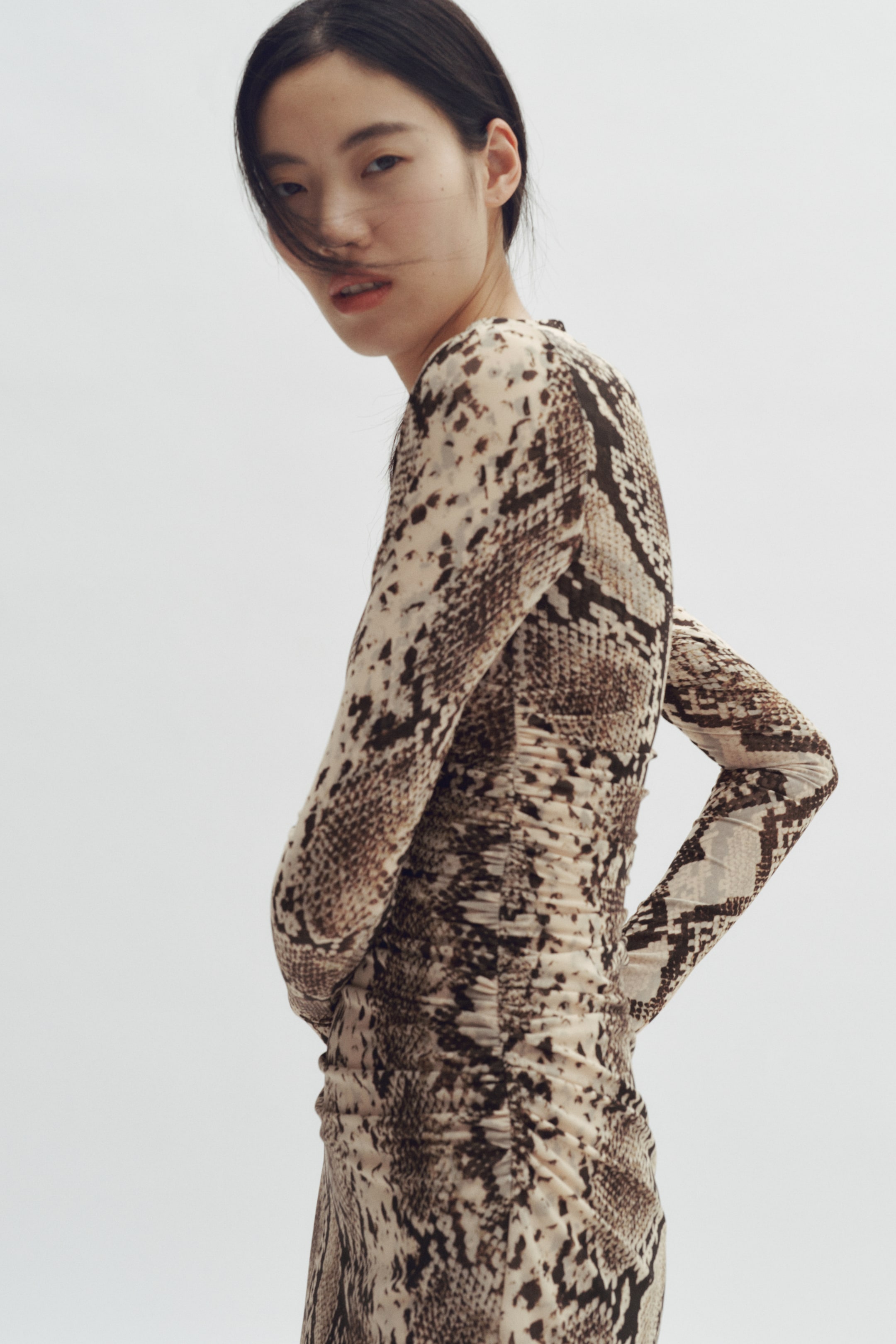 Snakeskin-Print Mesh Dress