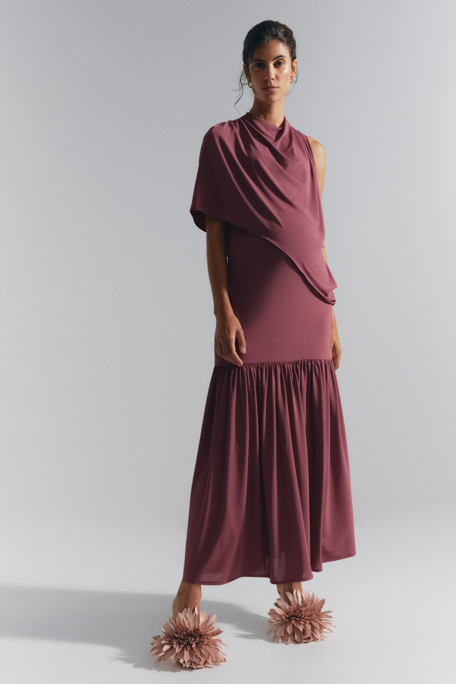 Женское платье H&M Mama Cape-Detail Nursing, цвет: Меланжевый фиолетовый — фото 3
