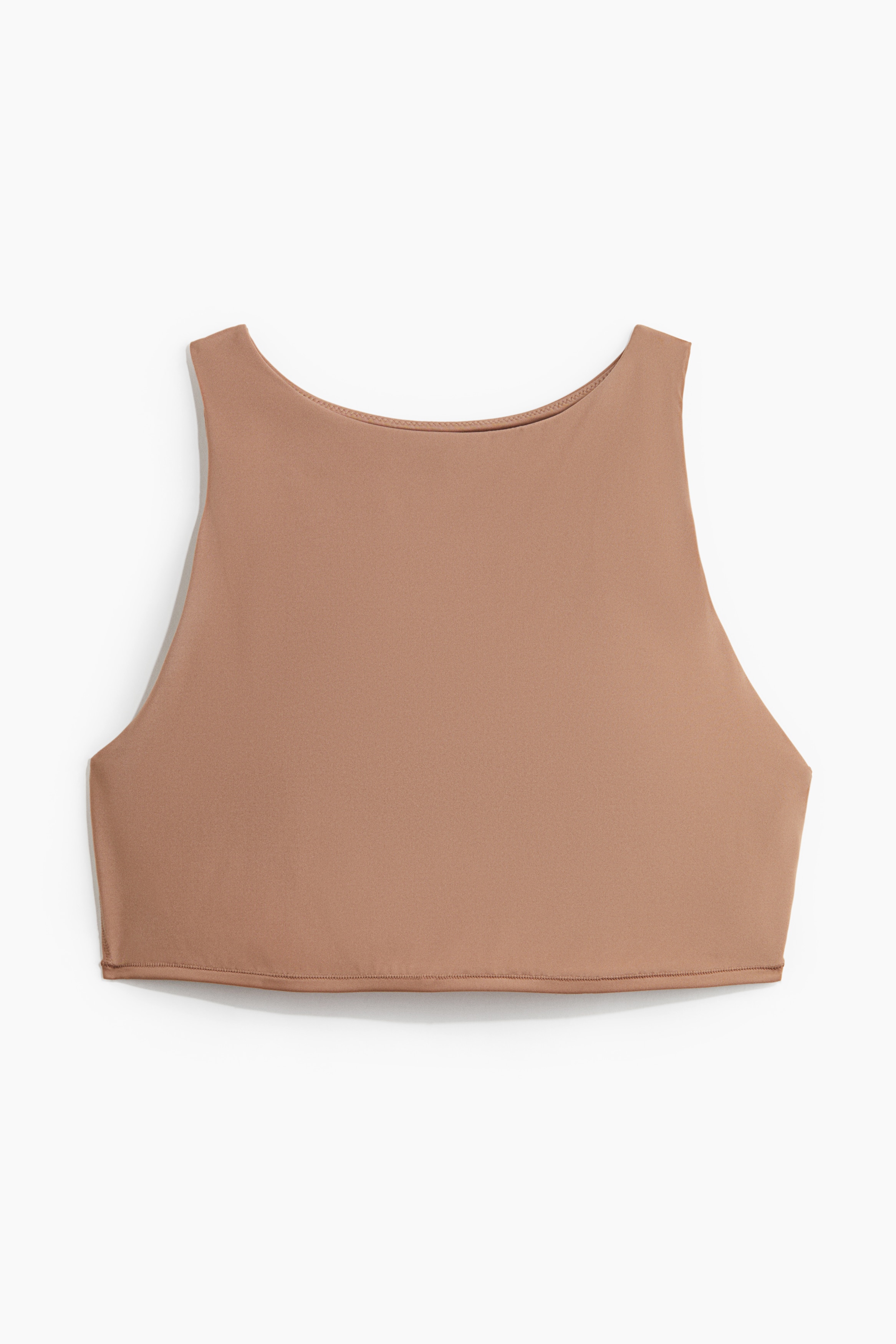 Yüksek Yakalı ve Dolgulu Mikrofiber Sütyen - Koyu bej/Siyah