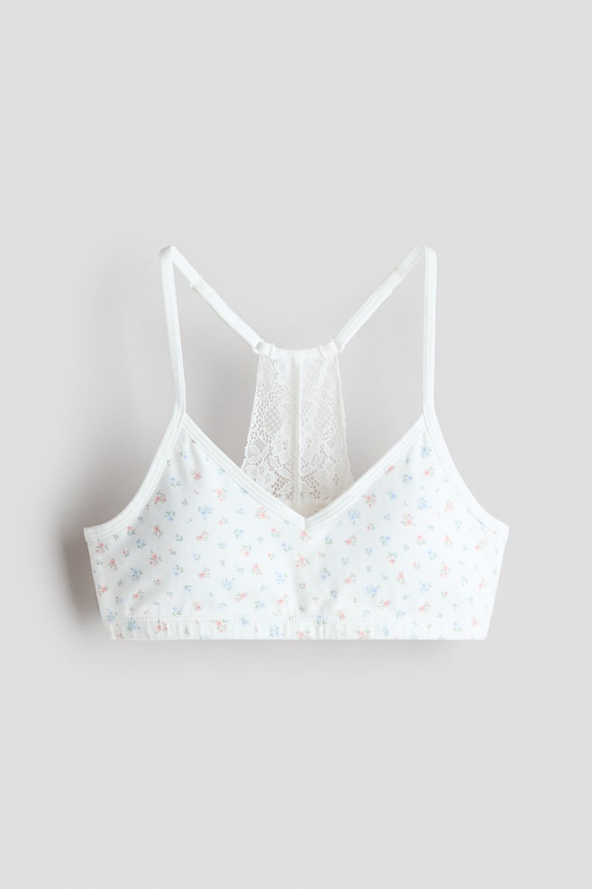 Top corto con encaje - Blanco/Floreado/Blanco/Floreado/Blanco - 1