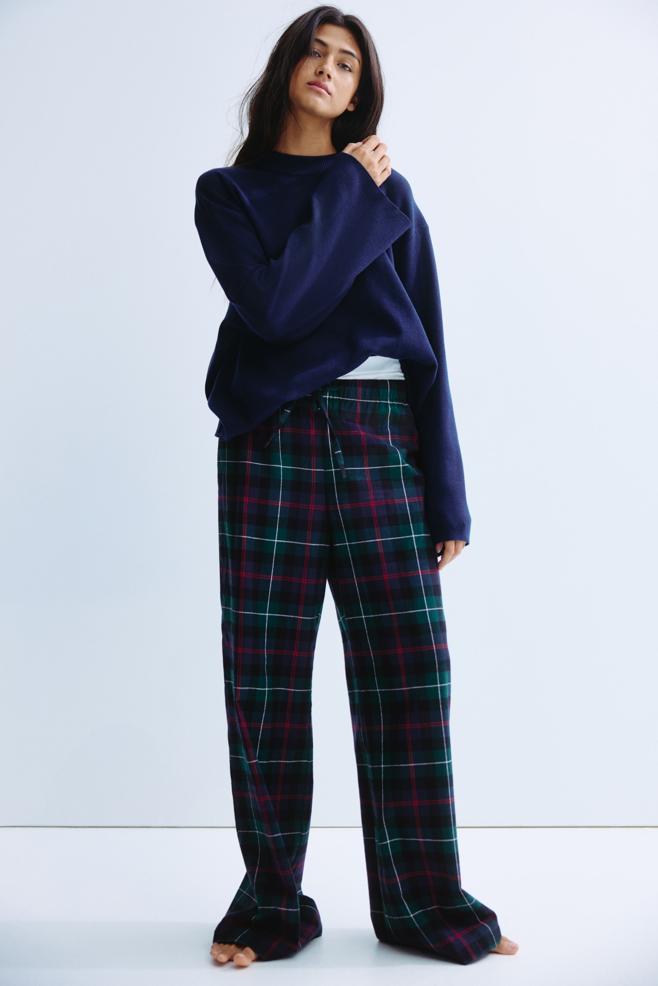 View larger image: Flannel pyjama bottoms - Dark green/Checked - Ladies | H&M IN 1