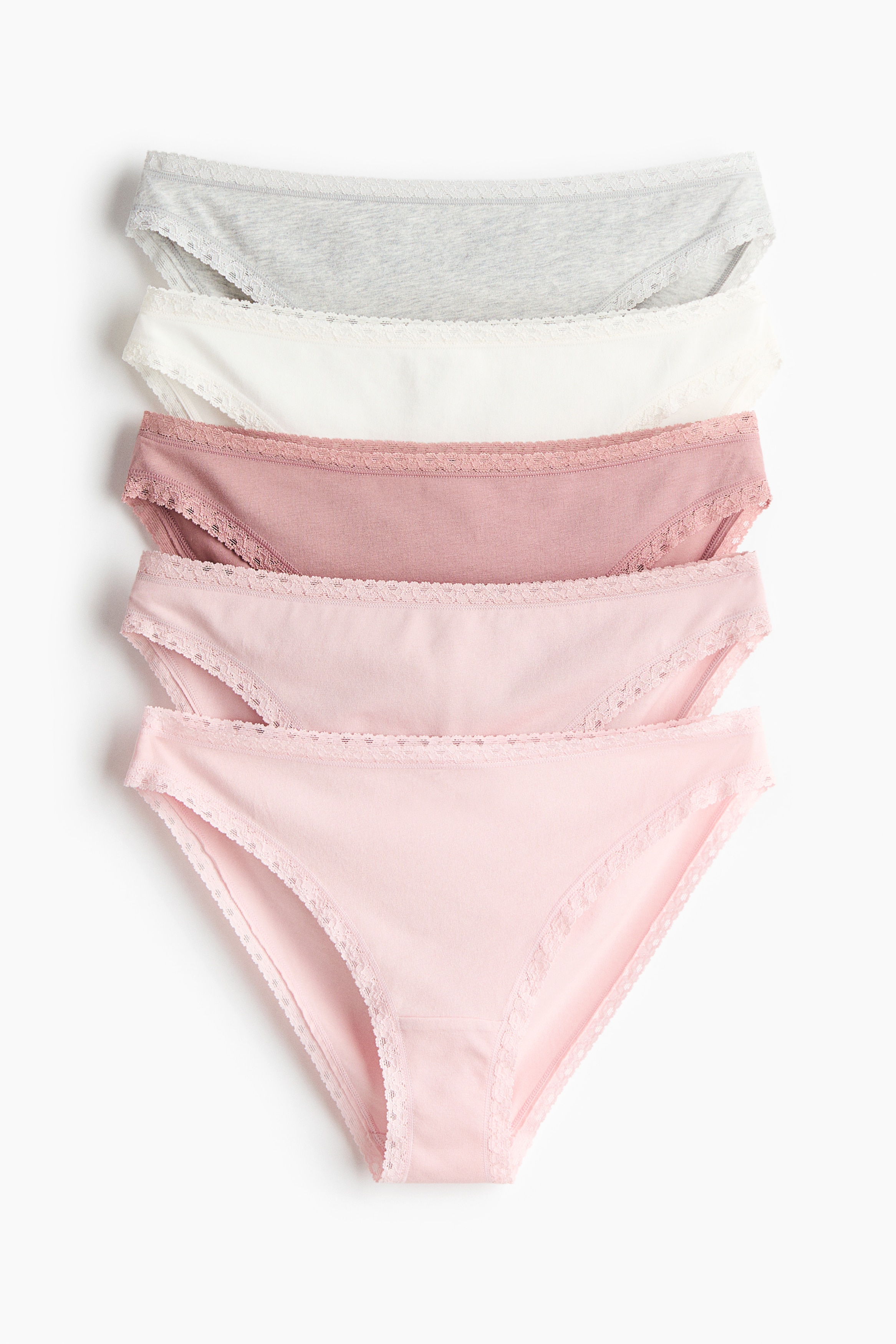   Cotton 5パック Mサイズ Women's Light pink/light gray melange 5-Pack Cotton Briefs