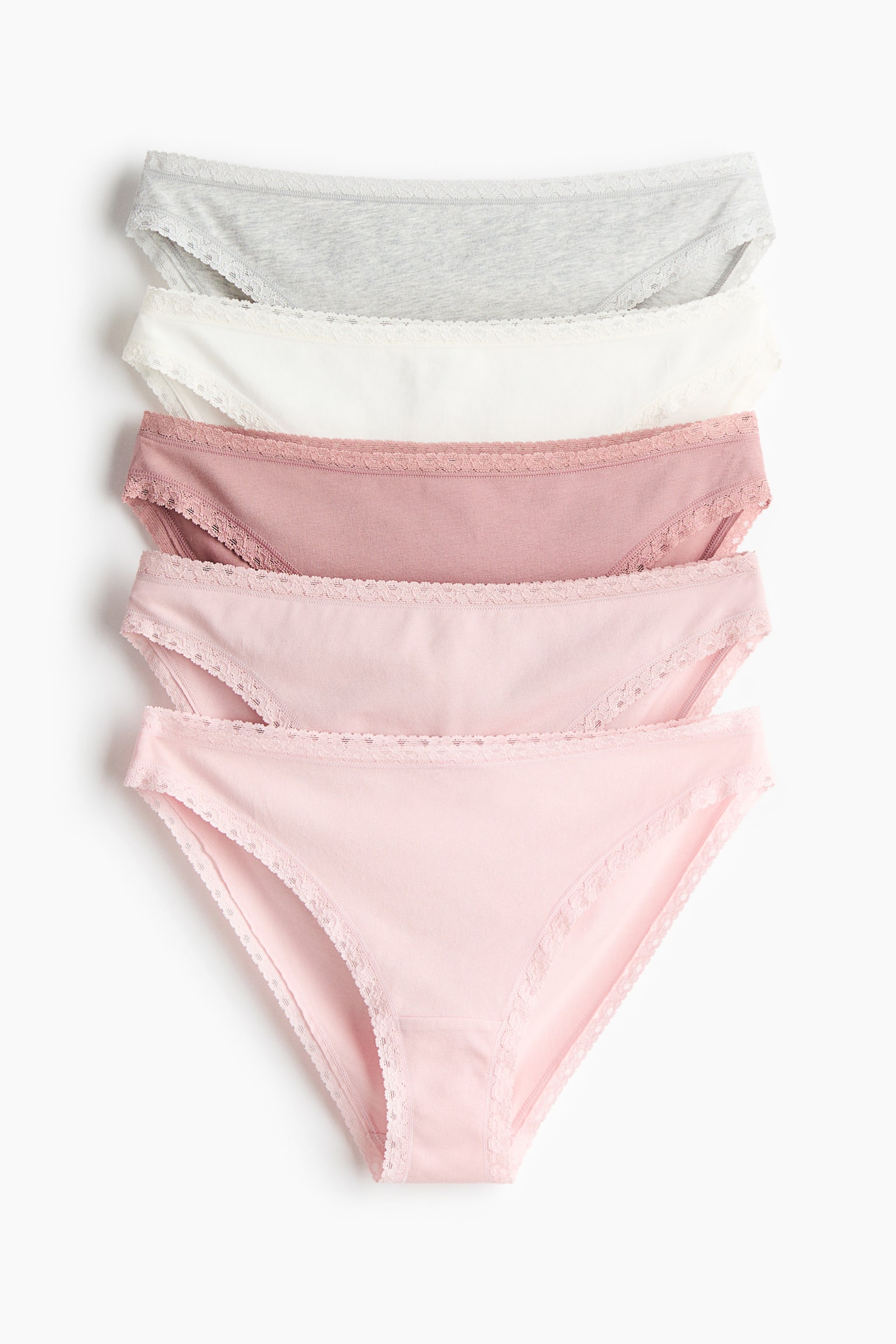5-pack cotton briefs - Light pink/Light grey marl