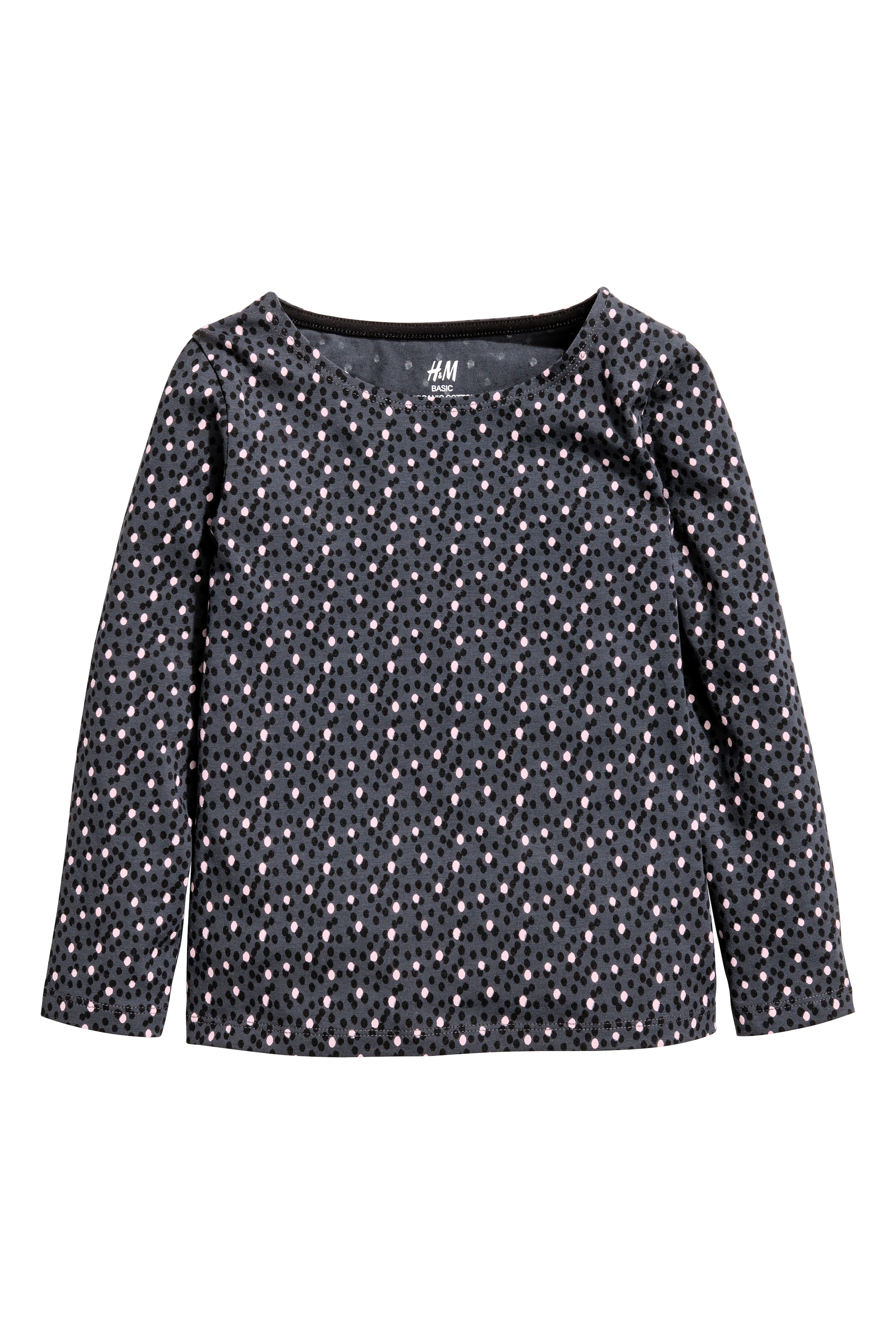 View larger image: 2-pack long-sleeved tops - Dark grey/Spotted - Kids | H&M GB 1