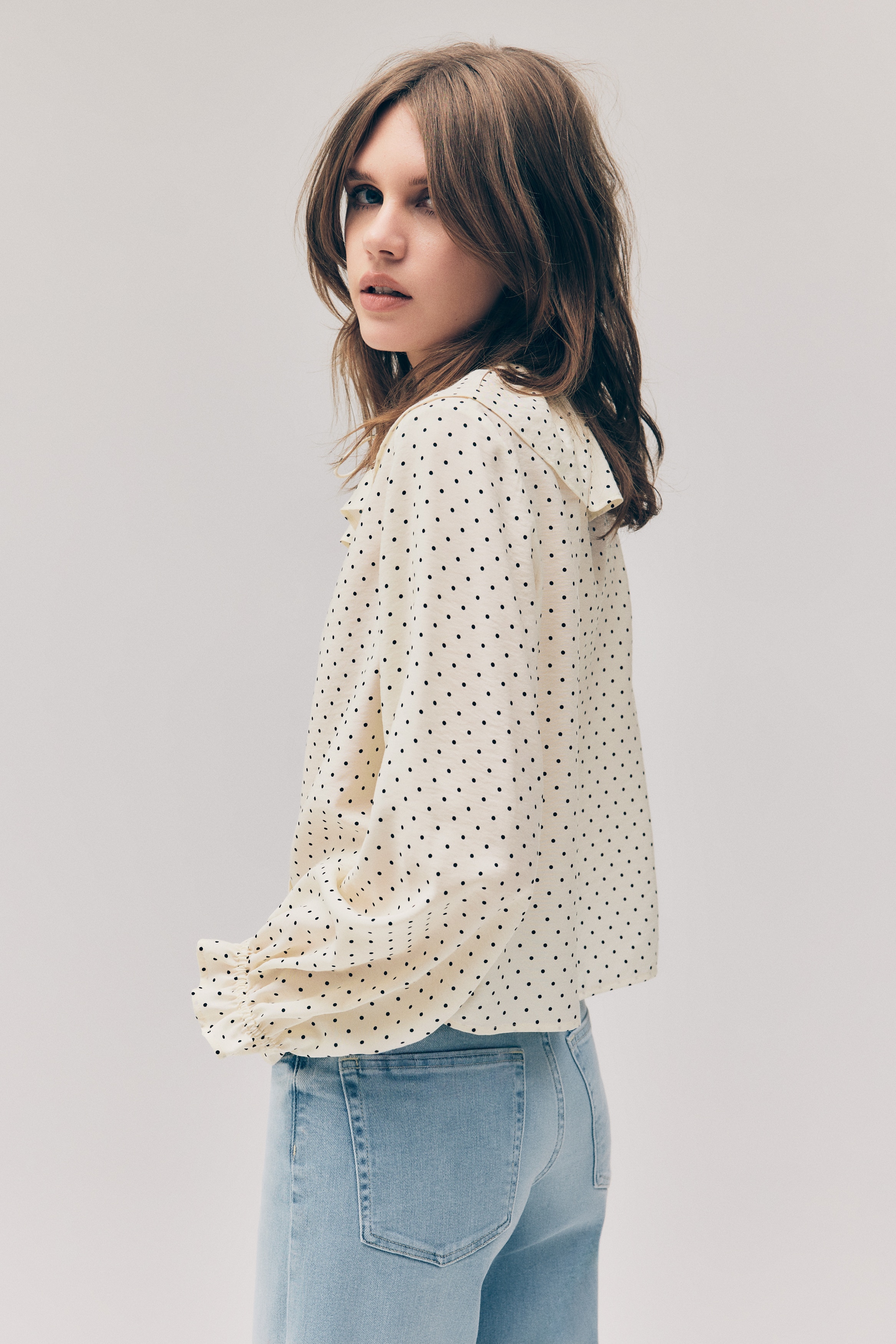 Frill-trimmed blouse