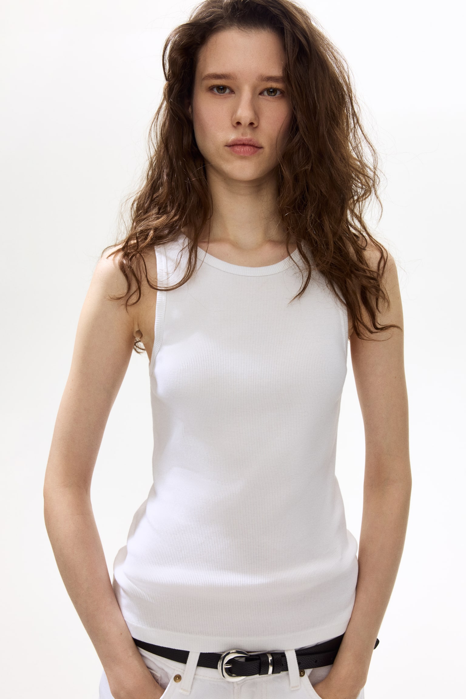 Ribbed silk-blend vest top - 1