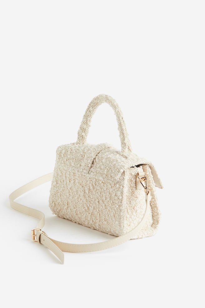 Textured-weave shoulder bag - Cream - 2