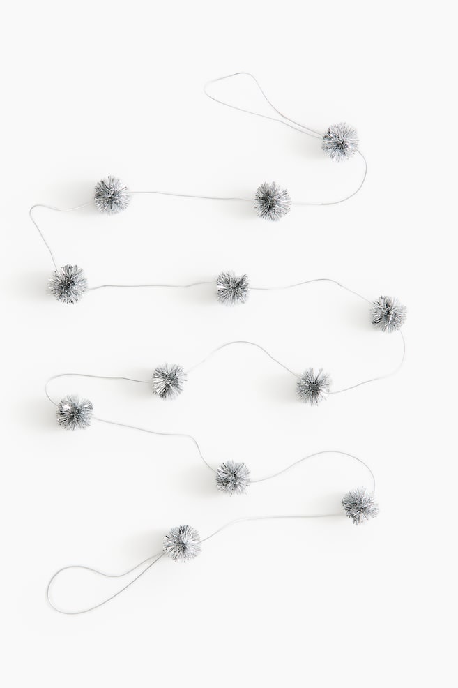 Girlang med pompoms - Silver - 1