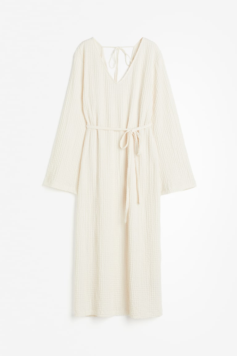Women's Cream Crinkled jersey dress