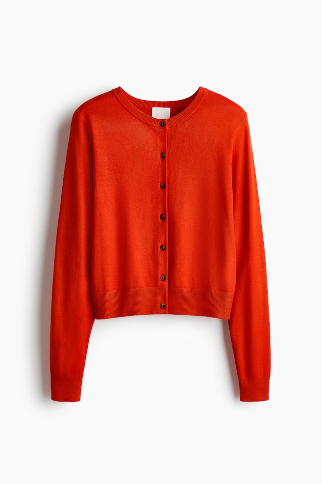 Fine Knit Cardigan - Bright orange/Light greige/Light beige/Lilac/Cream/Black/Light yellow/Grey marle - 1