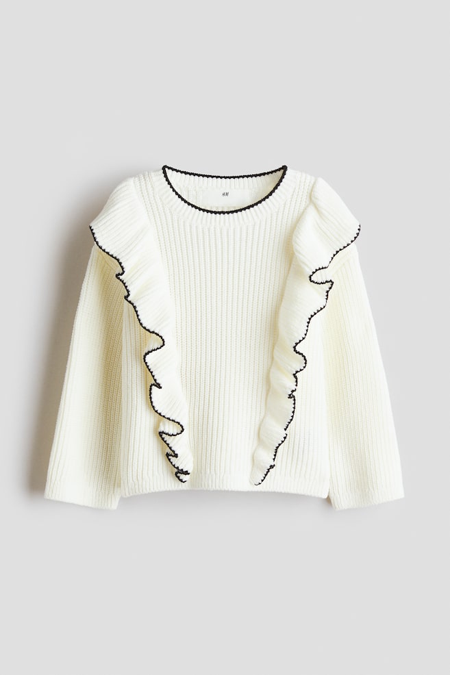 Pullover mit Volants - Weiß/Blau - 1