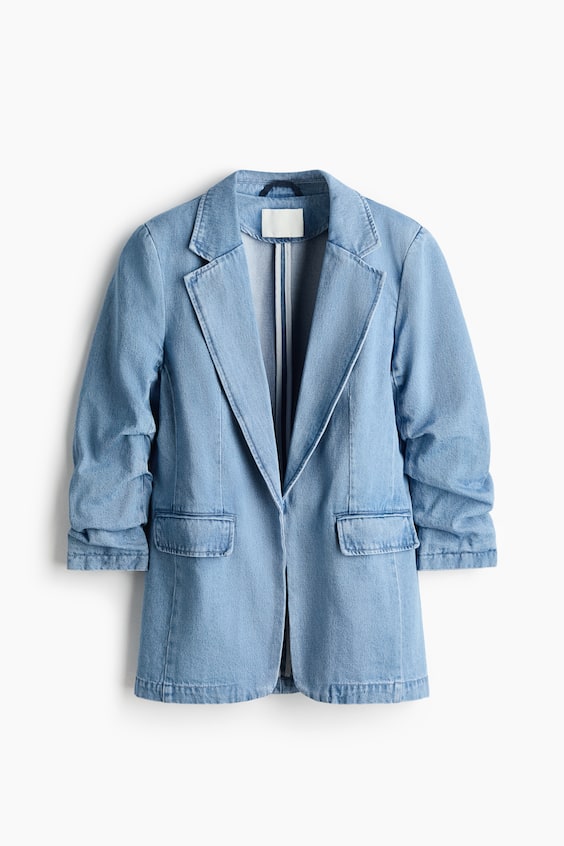 Женские куртки H&M Gathered-Sleeve Denim Jacket