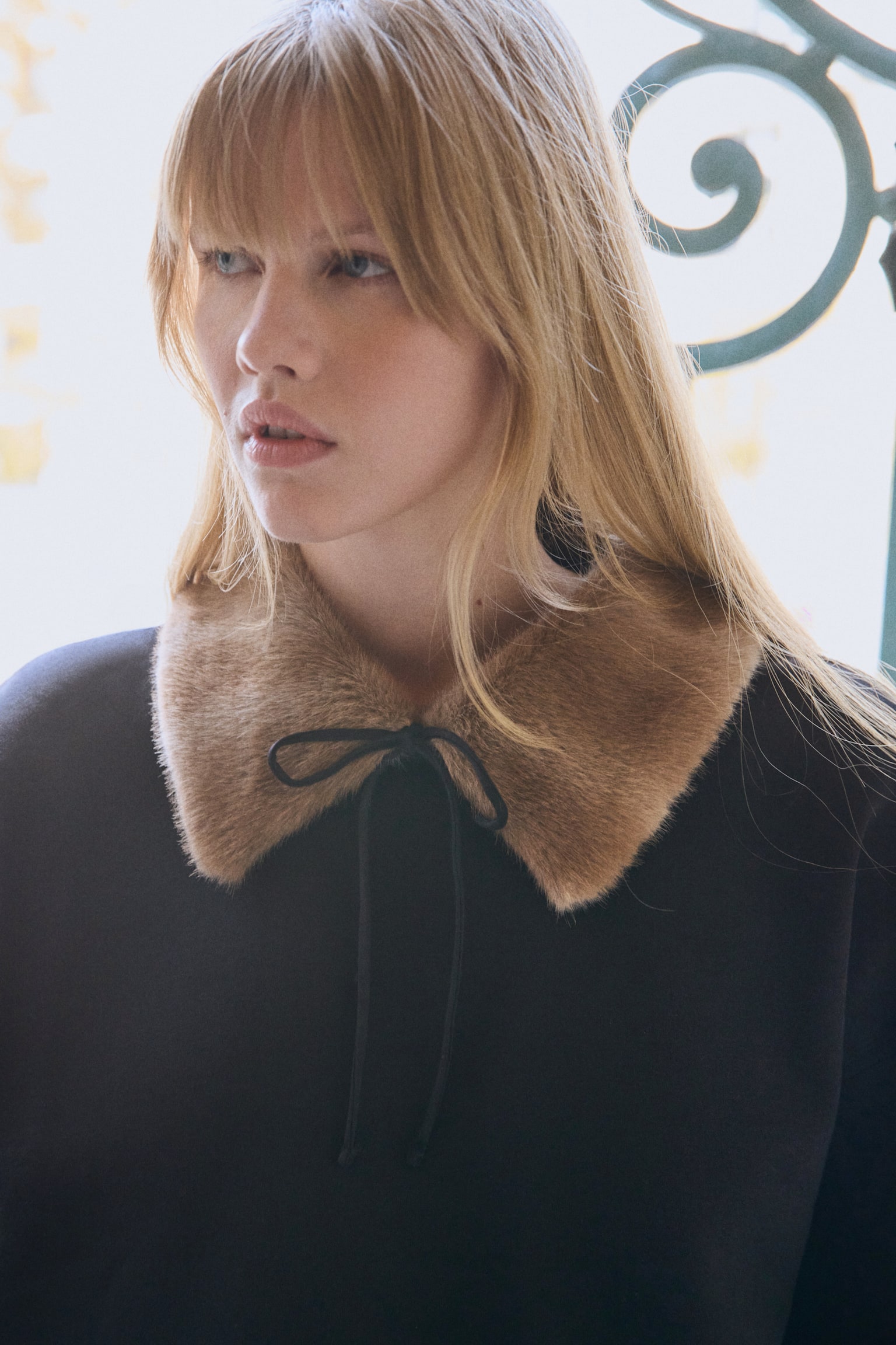 Collared sweatshirt - Black/Cream - 5