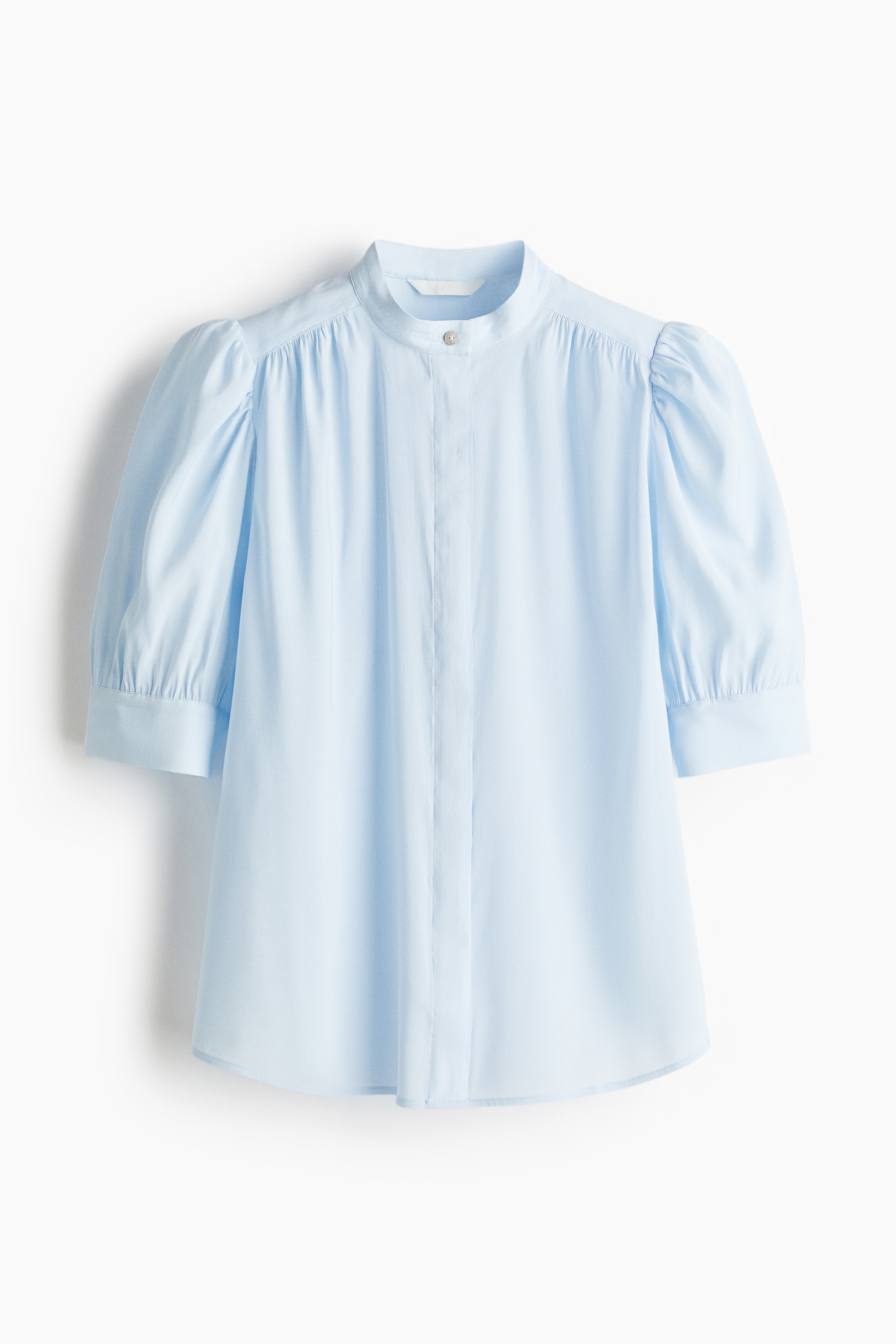 Puff Sleeve Blouse - Light blue/Cream/Stripe