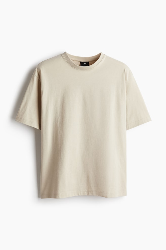 Loose Fit T-shirt - Light beige/Navy blue/Black - 1