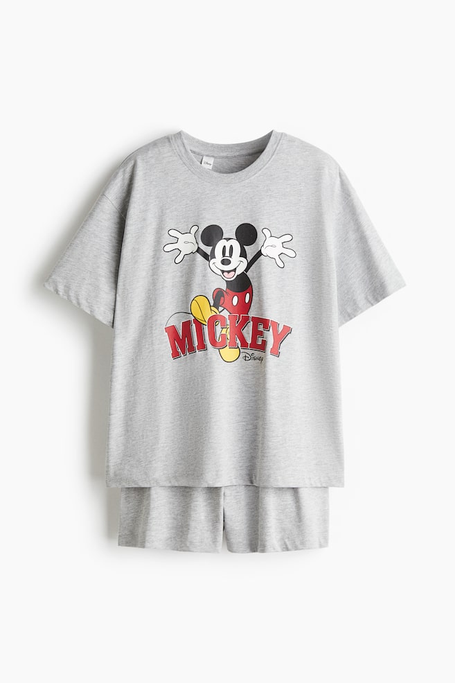 Pijama de punto con motivo estampado - Gris jaspeado/Mickey Mouse - 1
