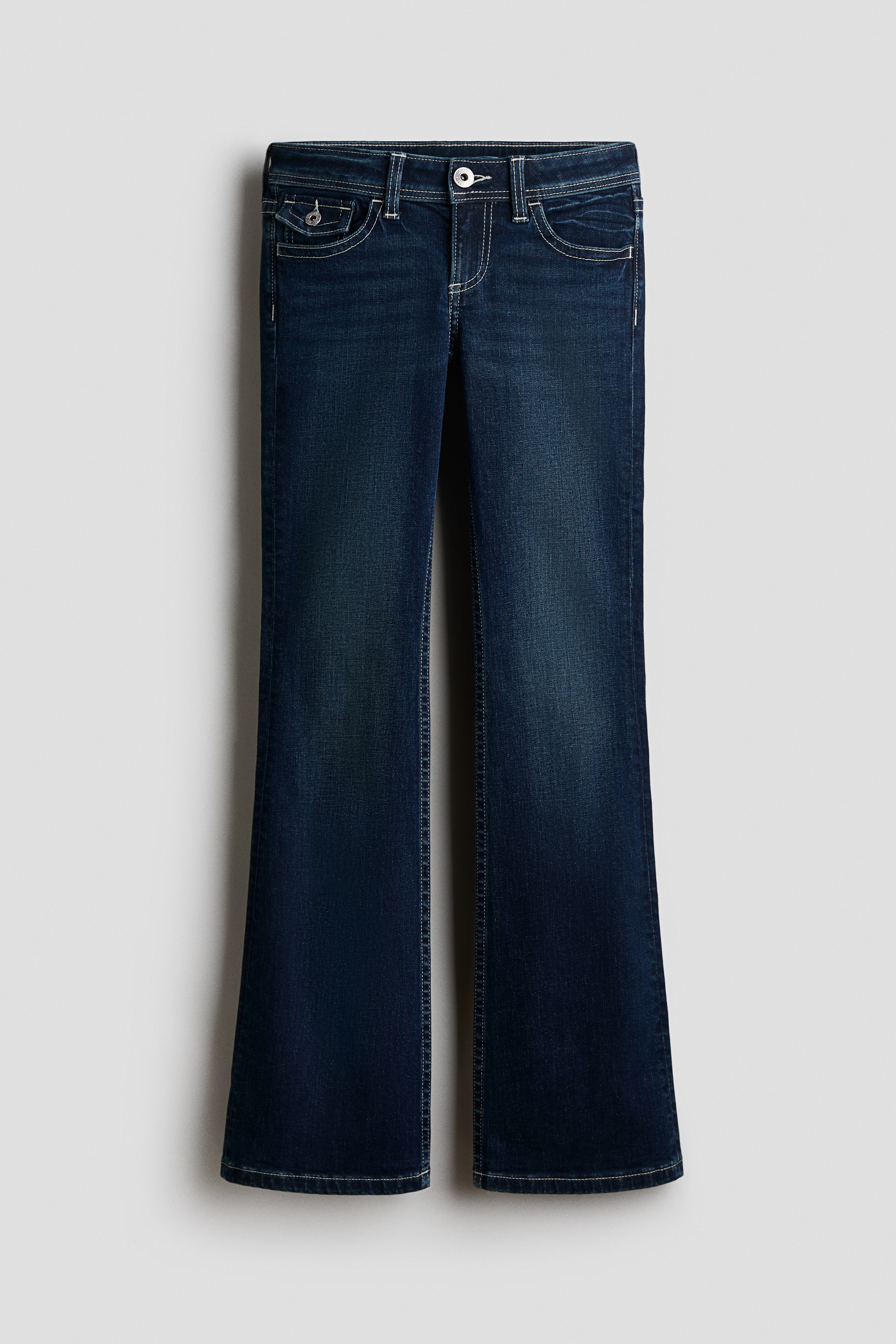 Tall Flared Leg Low Jeans - Dunkles Denimblau/Helles Denimblau