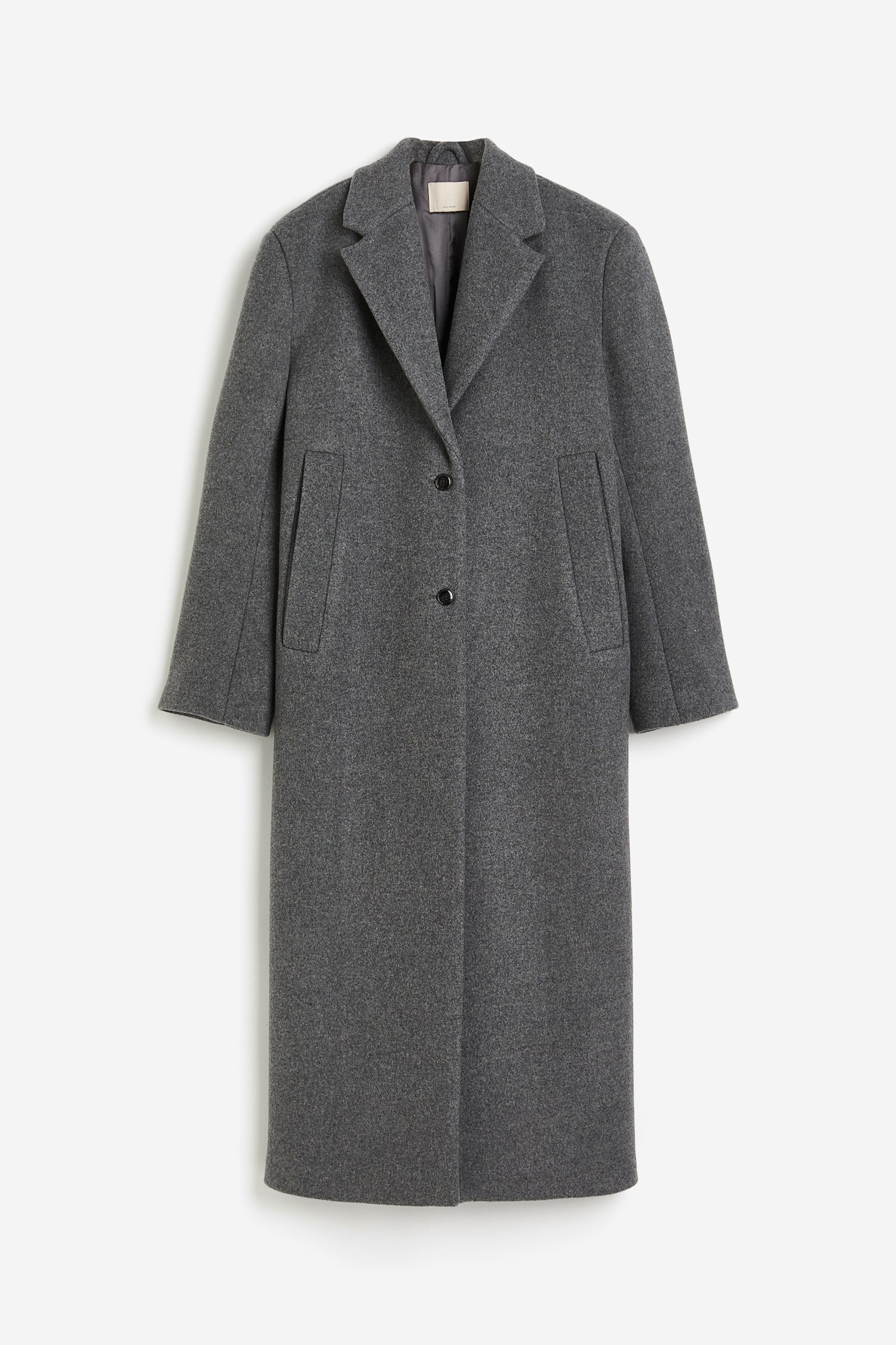 Long Wool Blend Coat - Dark grey - 1