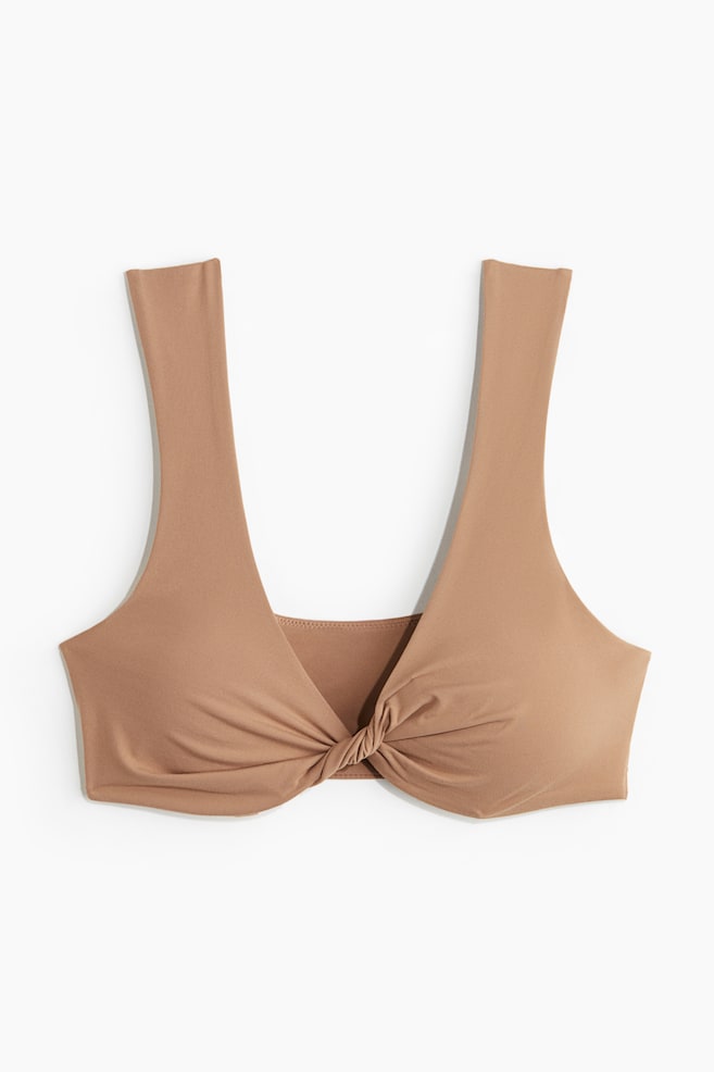 Soft reversible microfibre bra - Dark beige/White - 1