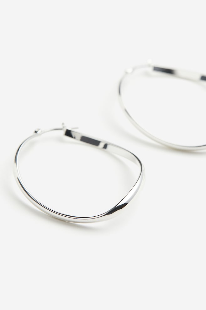 Oval hoop earrings - Silver-coloured - 2