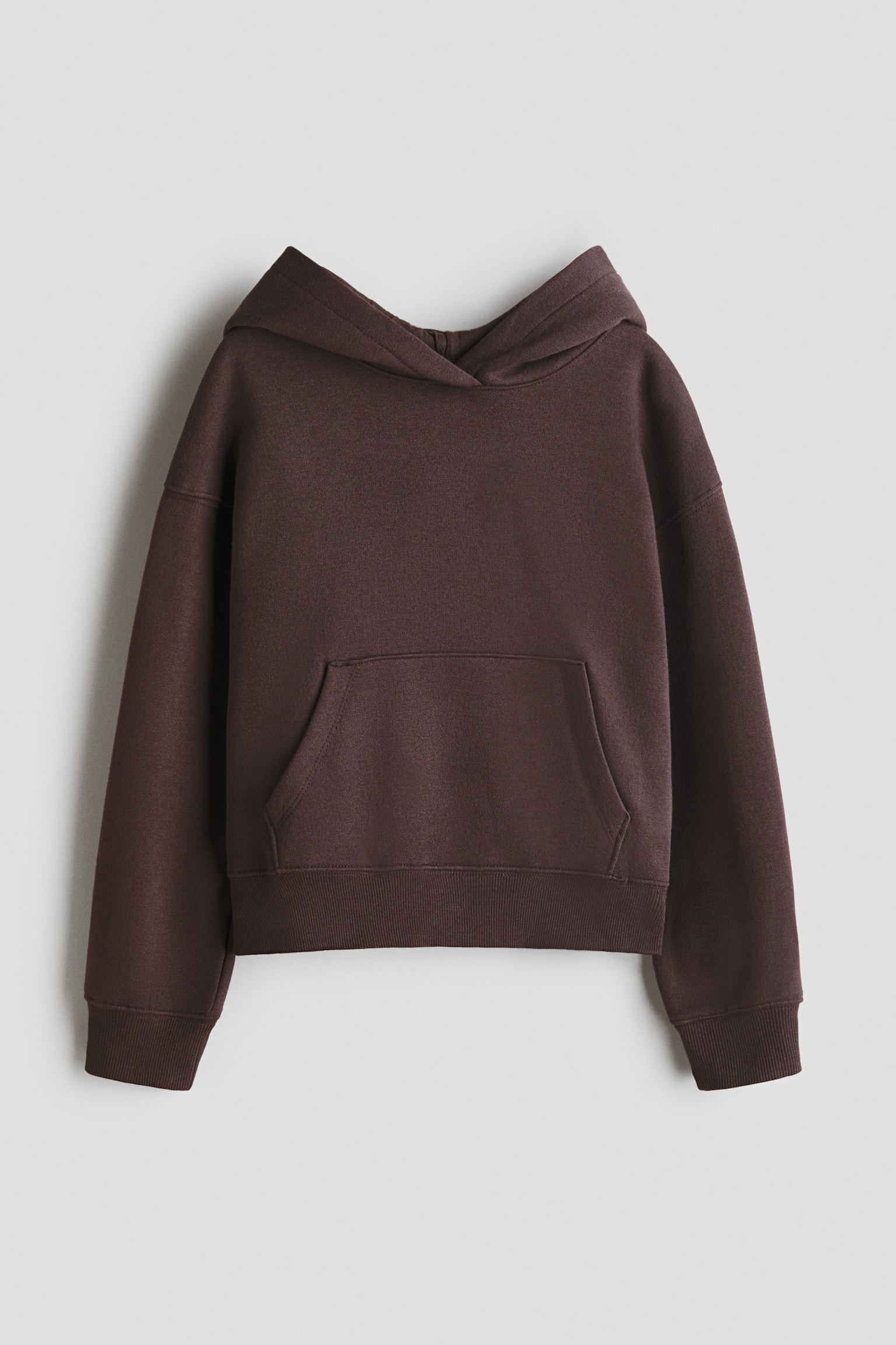 Áo hoodie có mặt trái chải xù - Màu nâu đậm