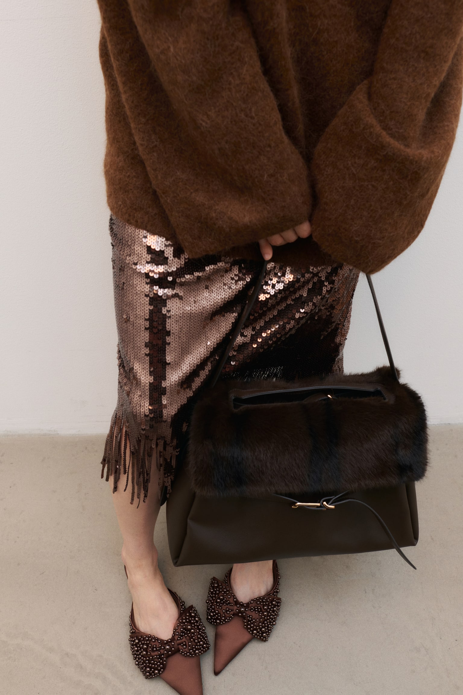 Strap-detail handbag - Café oscuro/Café - 4