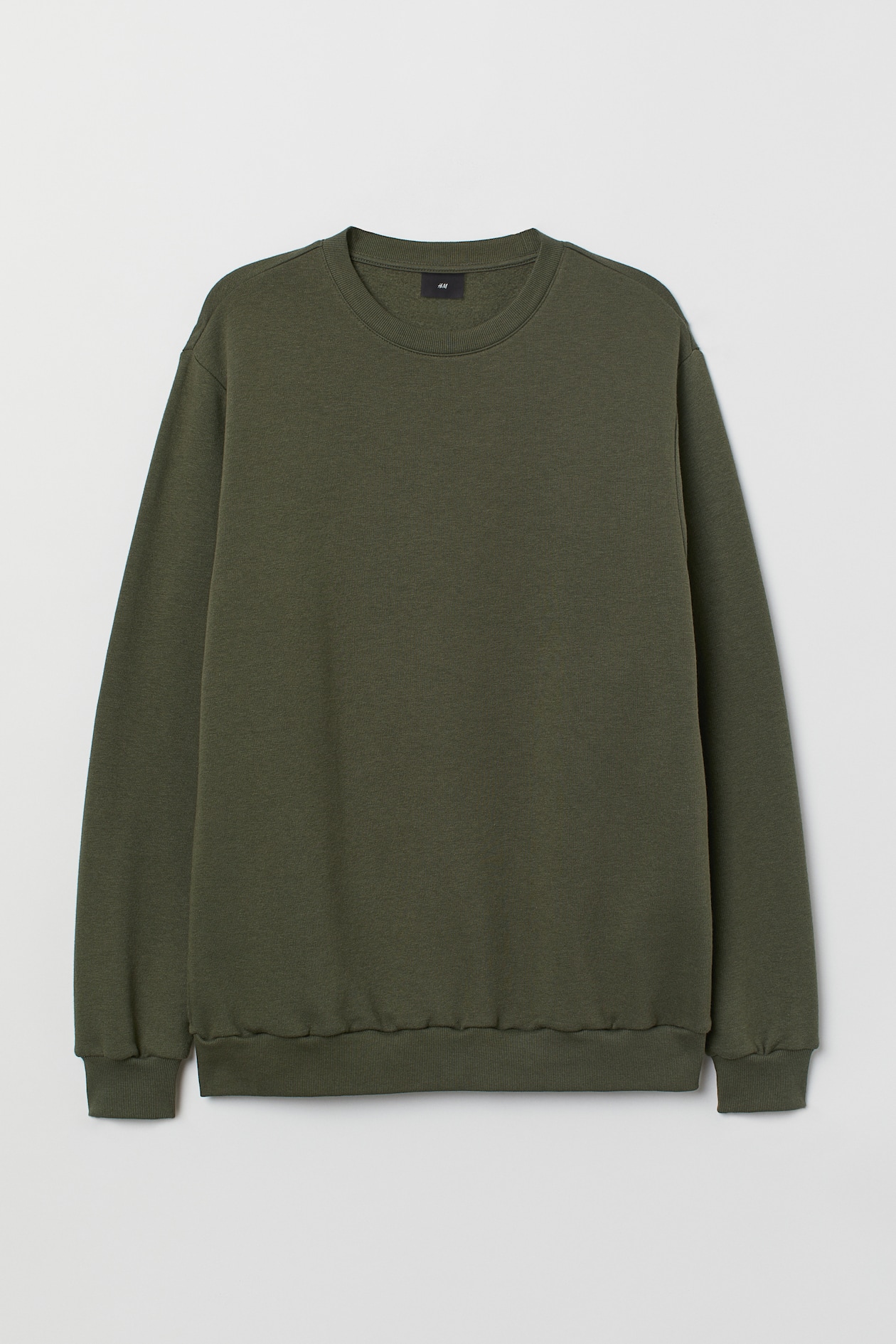 Relaxed Fit Sweatshirt - Round Neck - Long sleeve - Dark green - Men ...