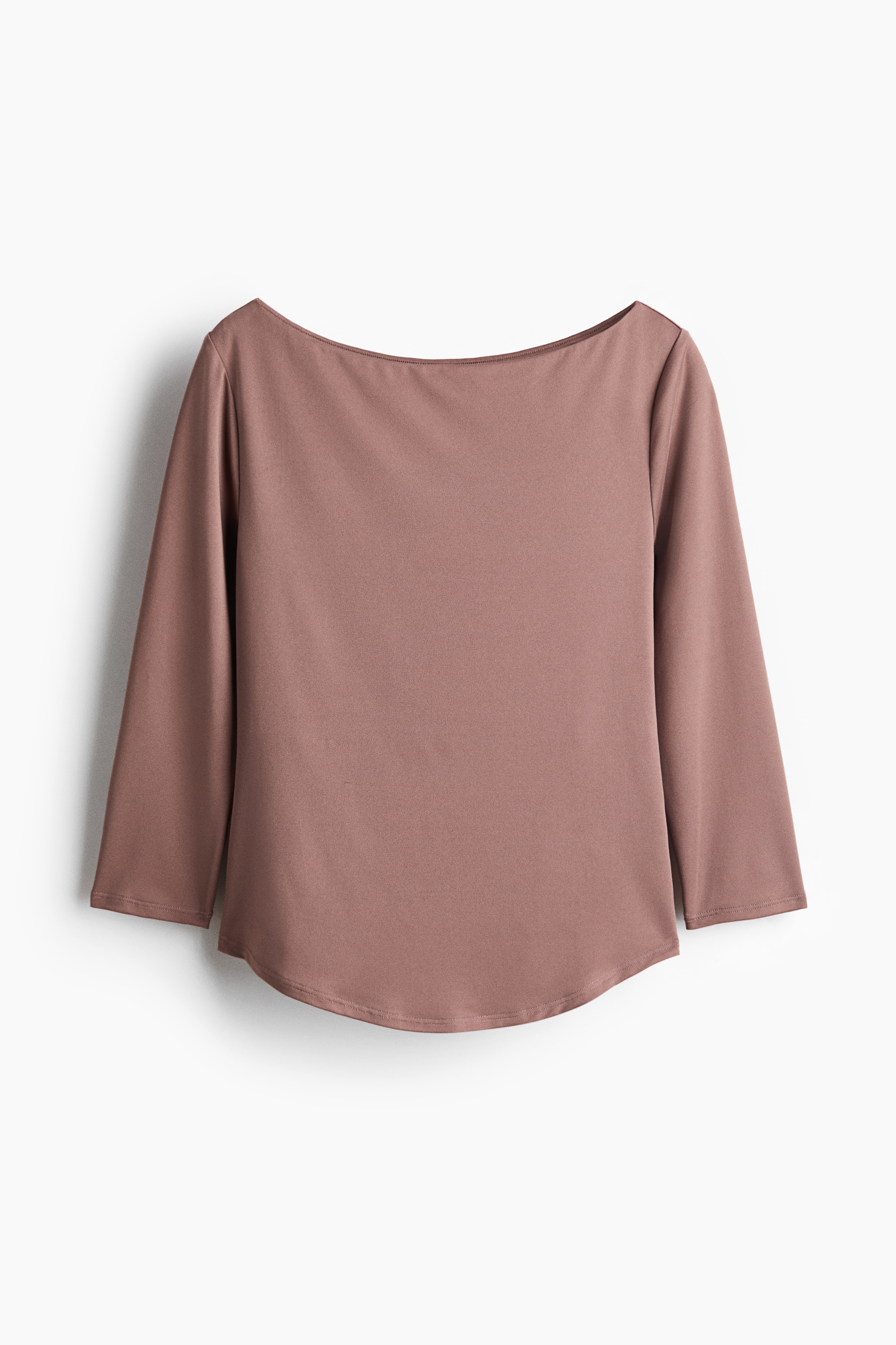 Boat-Neck Jersey Top - Dusty pink
