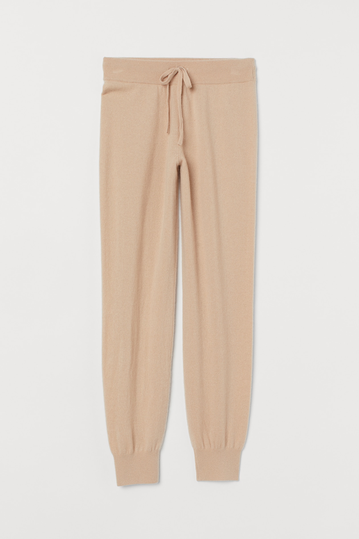 Fine-knit Cashmere Joggers - Regular waist - Long - Light beige ...