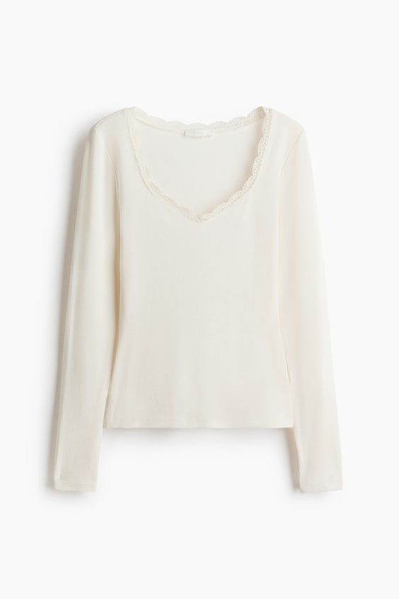 Женские топы H&M Ribbed Jersey Top