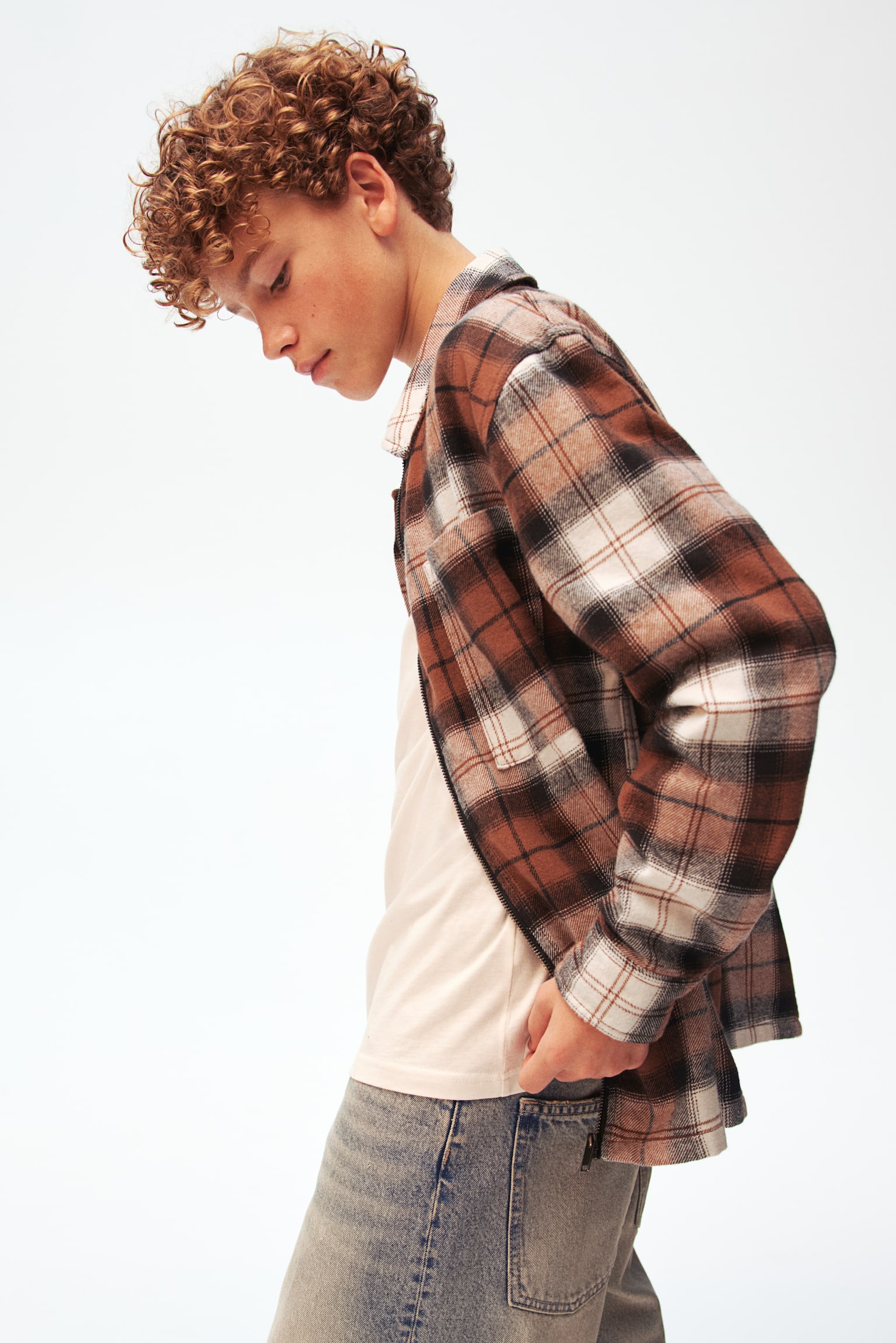 Cotton flannel overshirt - Brown/Checked/White/Checked - 2