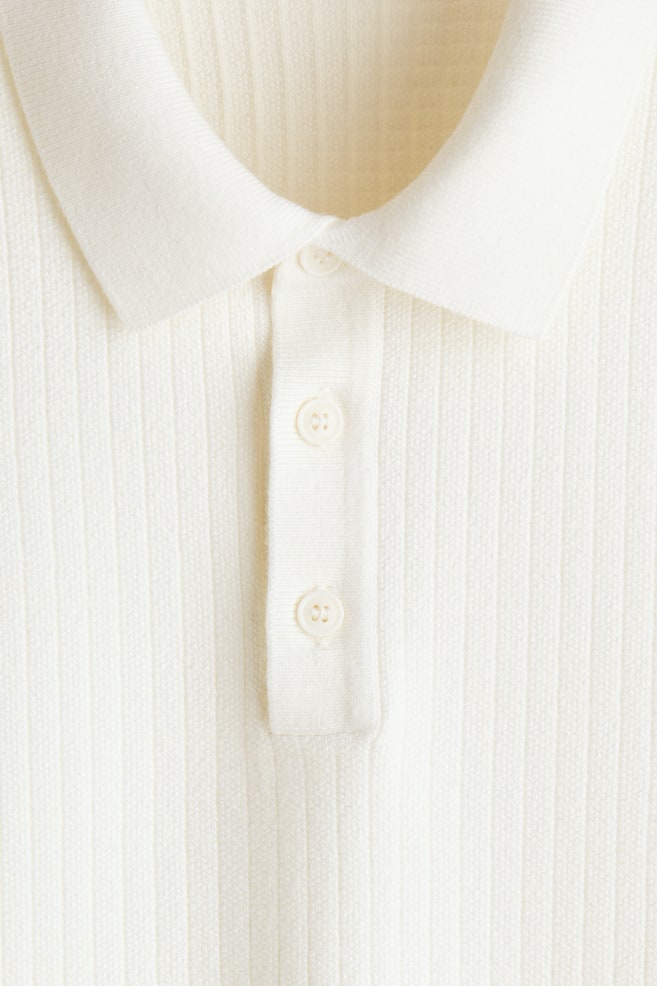 Polo in maglia strutturata Regular Fit-Bianco - 5