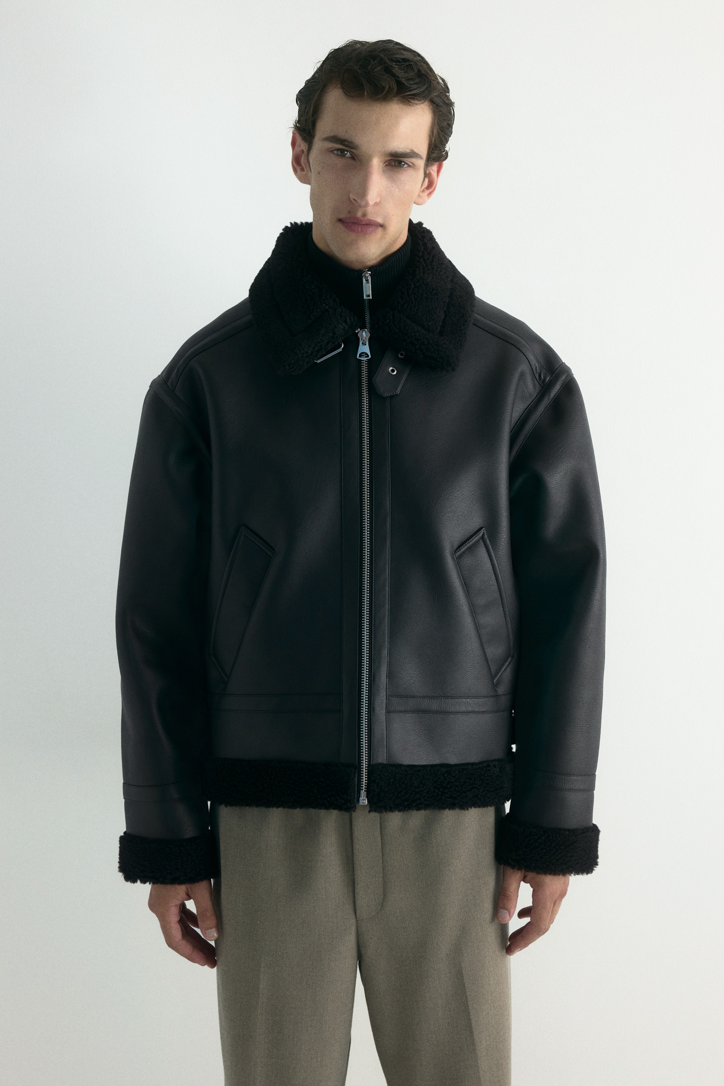 Men - Black Aviator jacket - Size: S  - H&M