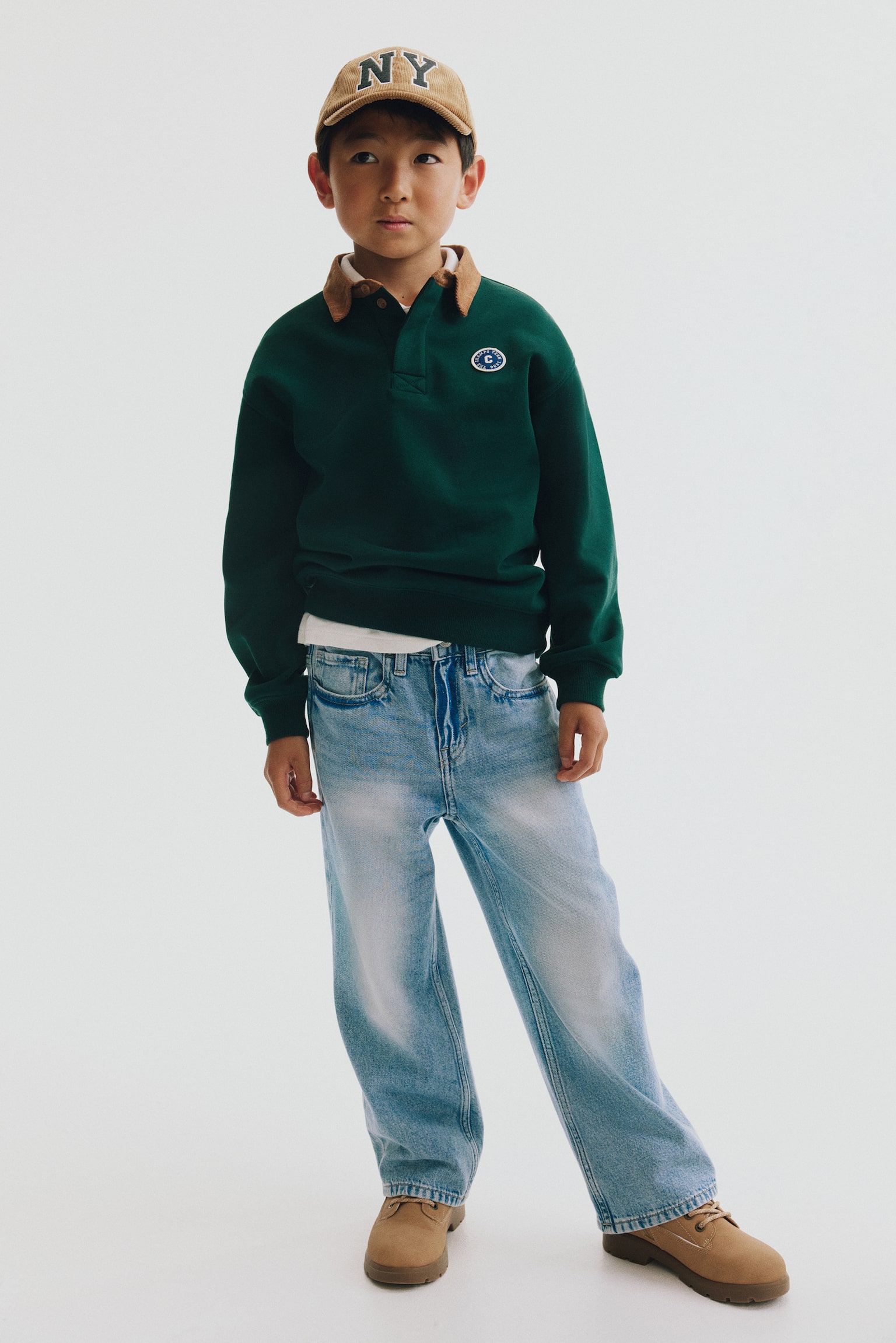 Детская рубашка H&M Rugby Shirt with Motif Detail, цвет: Тёмный зелёный — фото 3