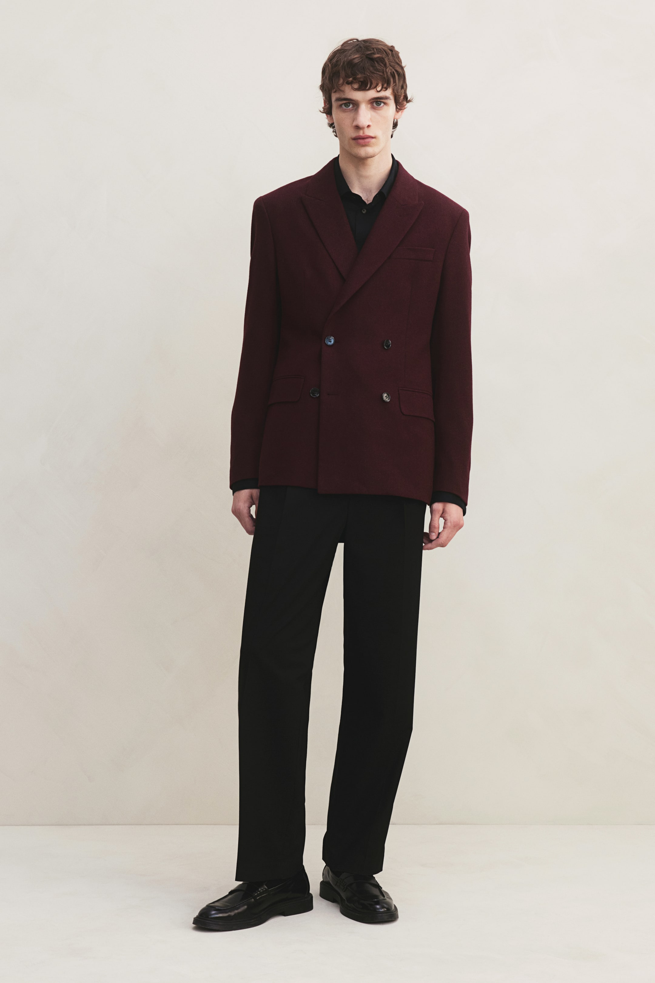 Regular Fit Double-breasted jacket - Burgundy - Men | H&M GB 2