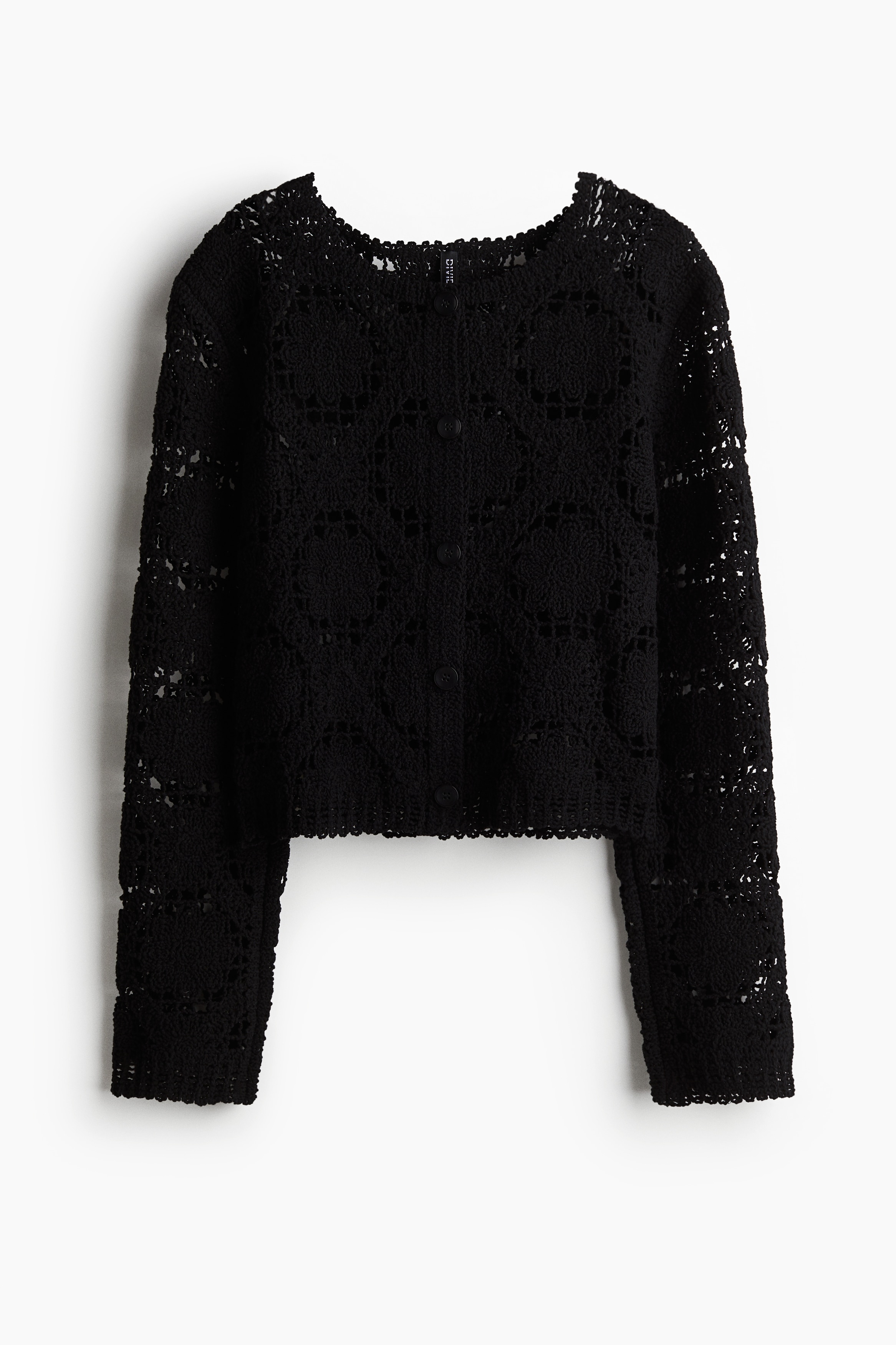 Ζακέτα σε κροσέ στυλ - Μαύρο