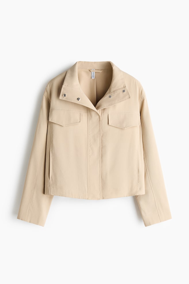 Funnel-collar jacket - Light beige/Brown - 1