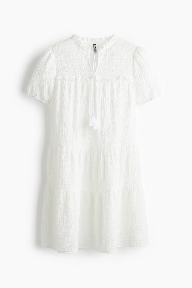 Vestido de punto con efecto arrugado - Blanco - 1