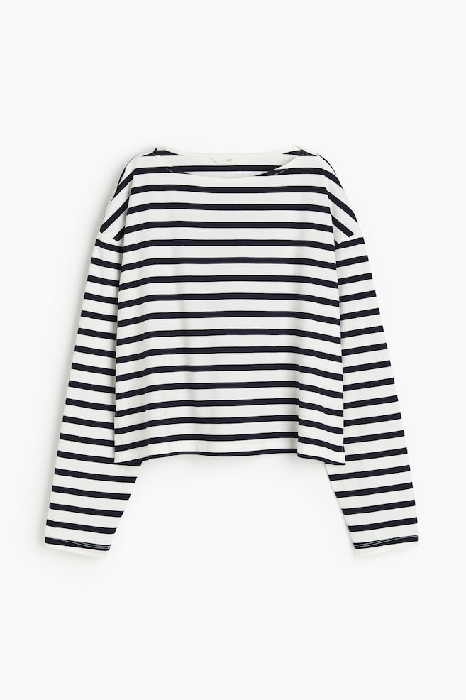 Oversized boat-neck top - White/Blue striped/White/Red striped - 2